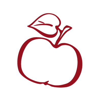A red icon of an apple